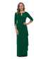 ChicSew Keyhole Neck 3/4 Sleeve Beaded Chiffon Sheath Floor-Length Mother of the Bride Dress