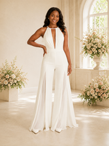 ChicSew Unqiue Sexy Halter Crepe Floor-Length Wedding Jumpsuit