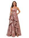 Chicsew Elegant Floral Strapless Ruched Floor-Length A-Line Mother of The Bride Dress