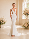 ChicSew Sexy V-Neck Sleeveless Mermaid Crepe Beading Floor-Length Wedding Dresses