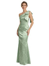 Elegant Jacquard Satin One Shoulder Mermaid Long Formal Evening Dresses