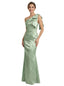Elegant Jacquard Satin One Shoulder Mermaid Long Formal Evening Dresses