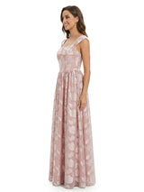 ChicSew Elegant Burnout Chiffon Square Neck A-Line Floor-Length Evening Dresses For Women
