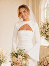 ChicSew Modern Classy Long Sleeves Ruched Sheath Crepe Mini Wedding Dresses