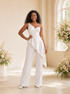 ChicSew Modern One Shoulder Ruching Satin Floor-Length Wedding Jumpsuit