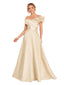 ChicSew Elegant Off Shoulder A-Line Floor-Length Satin Bridesmaid Dresses With Lace Appliques