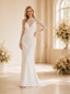 ChicSew Elegant High Neck Lace Long Sleeves Crepe Mermaid Foor-Length Wedding Dress