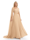 Chicsew Elegant Long Sleeves A-Line Chiffon Mother of The Bride Gown