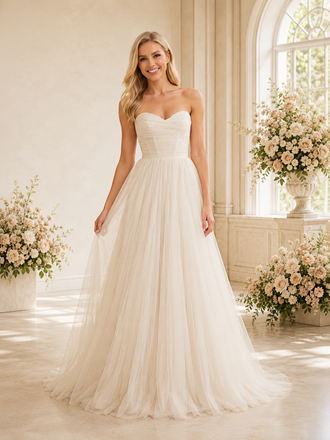 ChicSew Elegant Sweetheart Boning Pleated Lace A-Line Maxi Wedding Dresses Online