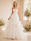 ChicSew Elegant Unique One Shoulder Lace Tulle Ruffled Maxi A-Line Wedding Dress