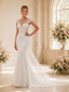 ChicSew Fancy V-Neck Cap Sleeves Crepe Mermaid Long Wedding Dresses With Lace Appliques