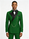 Classic 1 Piece Green Men's Suit with Regular Fit and Sophisticated Peak Lapel