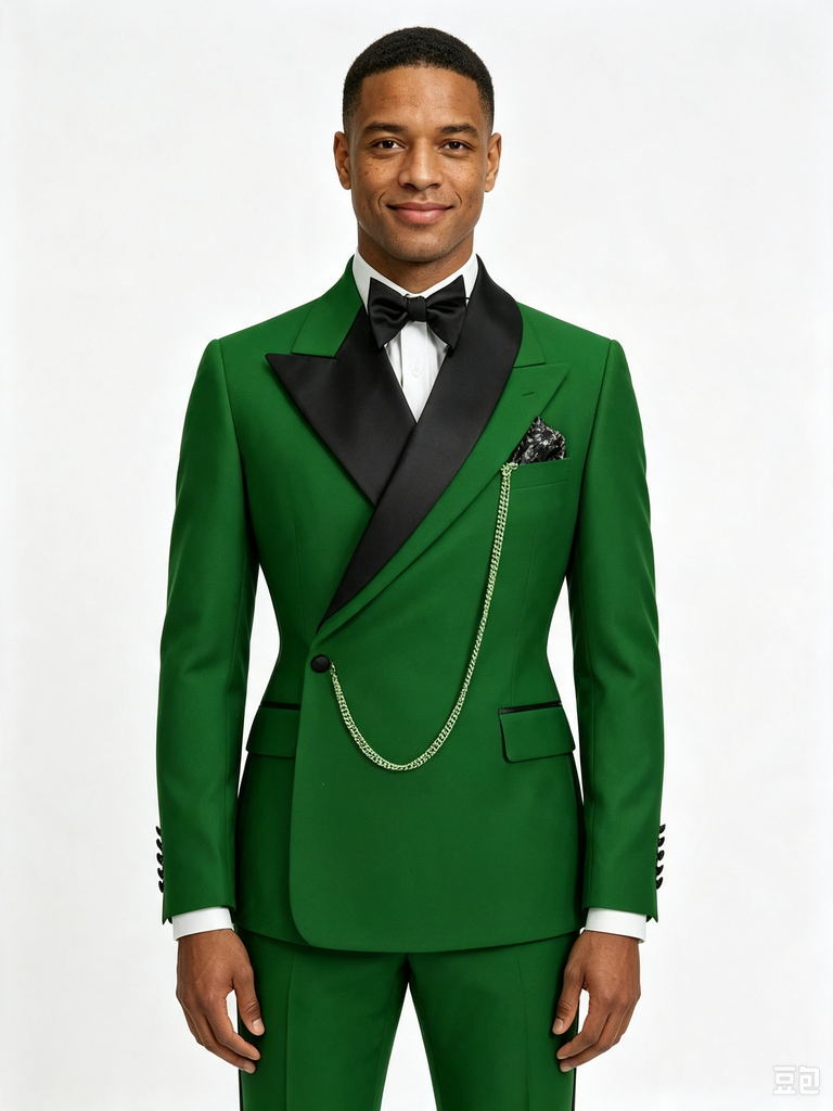 Classic 1 Piece Green Men's Suit with Regular Fit and Sophisticated Peak Lapel