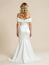 Mermaid Off Shoulder Sleeveless Maxi Long Satin Wedding Dresses Online
