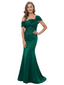 ChicSew Off Shoulder Bow Knot Lace Appliques Satin Mermaid Floor Length Mother of the Bride Dress