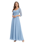 ChicSew Classy Chiffon Mother Of The Bride Dresses With Lace Long Sleeves Maxi Mom Dresses
