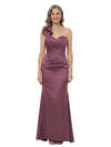 ChicSew One Shoulder Ruched Satin 3D Floral Appliqué Mermaid Floor-Length Mother of the Bride Dress