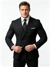 Classic 3 Piece Black Men's Suit with Regular Fit and Sophisticated Peak Lapel