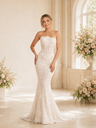 ChicSew Modern Sweetheart Sleeveless Mermaid Lace Tulle Maxi Wedding Dress