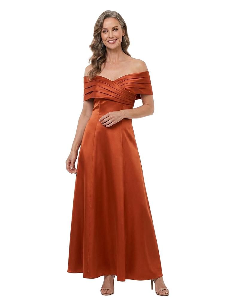 ChicSew Off The Shoulder Satin Ankle Length A-Line Mother of the Bride Dress