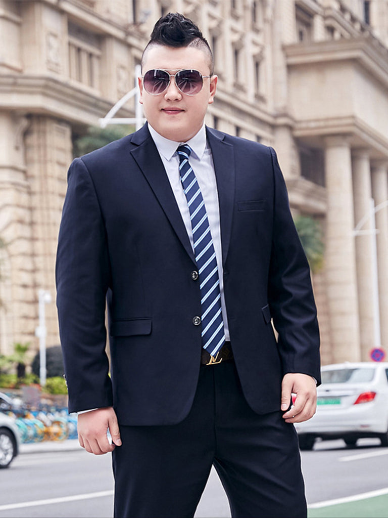 Black 2 pieces Men‘s Suit Slim Fit Flat Double Breasted Peak Lapel Tuxedo CN510