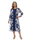ChicSew Elegant Two Piece Tea-Length Long Sleeves Chiffon A-Line Mother Of The Bride Dresses With Jacket