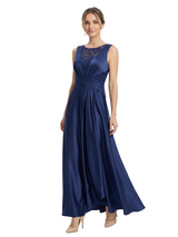 Chicsew Elegant Sleeveless Lace Appliques Satin A-Line Mother Of The Bride Dresses