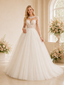 ChicSew Romantic Illusion A-Line Boning Lace Tulle Long Wedding Dresses With Button
