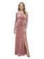 ChicSew Elegant Asymmetrical Velvet Beaded Long Sleeves Mother Of The Groom Dresses Side Slit Sheath Gowns