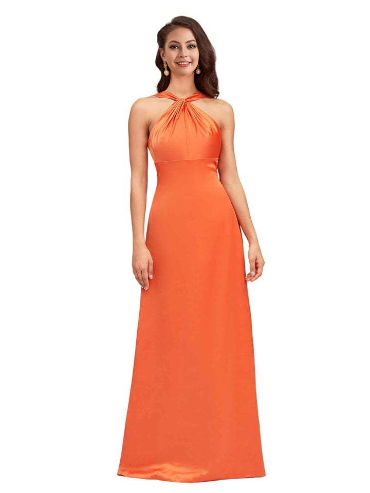 Sexy A-Line Spaghetti Straps Soft Satin Floor-Length Beauty Bridesmaid Dresses Online