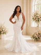 ChicSew Romantic Mermaid V-Neck Spaghetti Straps Lace Maxi Wedding Dress