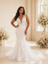 ChicSew Romantic Mermaid V-Neck Spaghetti Straps Lace Maxi Wedding Dress