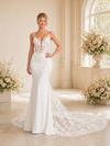 ChicSew Classy Mermaid Spaghetti Straps Sleeveless Lace Tulle Satin Maxi Wedding Dress With Train