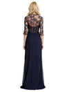 Elegant V-Neck Chiffon Lace 3/4 Sleeves A-Line Long Mother Of The Bride Groom Dresses