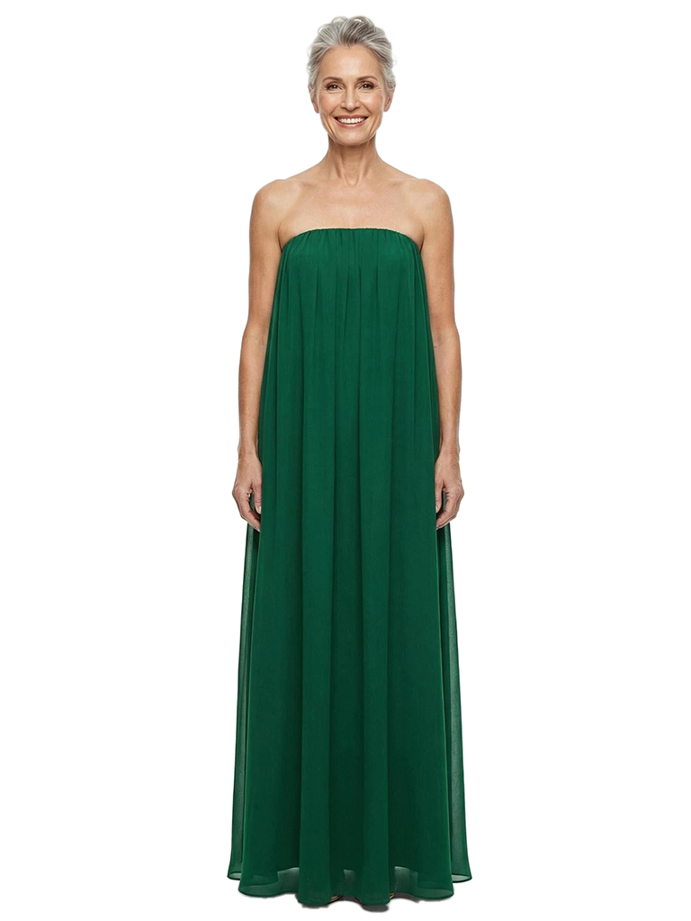 ChicSew Strapless Floor Length Flowy Chiffon Formal Evening Gowns For Mother Of The Bride