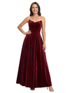 ChicSew Sweetheart Strapless Velvet A-Line Mother Of The Bride Dresses With Pleats