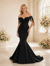 ChicSew Fancy Unique Off The Shoulder Lace Crepe Mermaid Maxi Wedding Dress With Applique