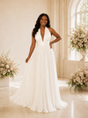 ChicSew Elegant Chiffon Halter A-Line Sleeveless Maxi Wedding Dress With Pleats