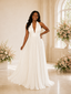 ChicSew Elegant Chiffon Halter A-Line Sleeveless Maxi Wedding Dress With Pleats