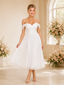 ChicSew Elegant A-line Off The Shoulder Midi Lace Tulle Wedding Dresses Online