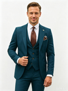 Classic 2 Piece Teal Men's Suit with Regular Fit and Sophisticated Peak Lapel