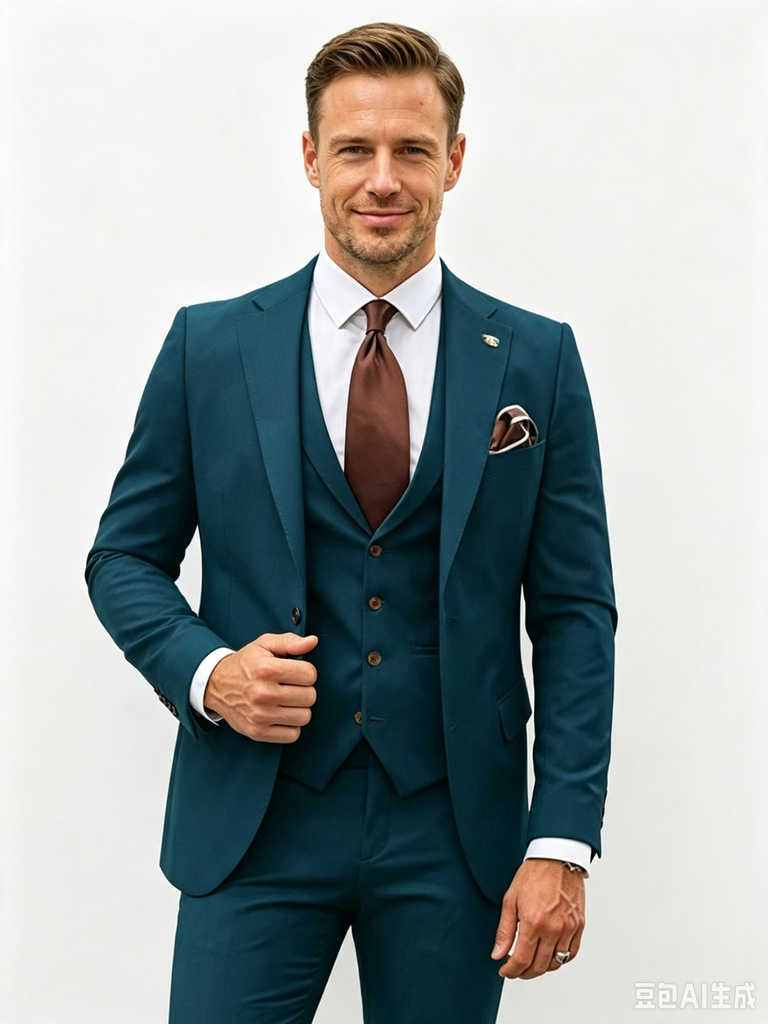 Classic 2 Piece Teal Men's Suit with Regular Fit and Sophisticated Peak Lapel