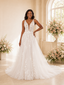 ChicSew Elegant Spaghetti Straps V-Neck Tulle Long A-Line Wedding Dress With Lace Appliques