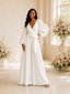 ChicSew Elegant V-Neck Crepe Long Sleeves Floor-Length Wedding Jumpsuit
