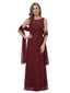 ChicSew Classy Sleeveless Round Neck Lace Applique A-Line Floor Length Mother Of The Groom Dress With Shawl
