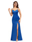 Elegant Spaghetti Straps Mermaid Side Slit Beauty Soft Satin Bridesmaid Dresses