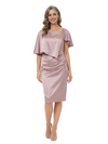 ChicSew Fancy Cape Sleeve Asymmetric Silky Satin Sheath Mother Of The Groom Evening Gowns