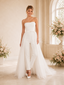 ChicSew Modern Strapless Wedding Jumpsuit With Tulle Long Overskirt