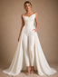 ChicSew Morden Strapless Sweetheart Crepe Floor-Length Wedding Jumpsuit With Overskirt