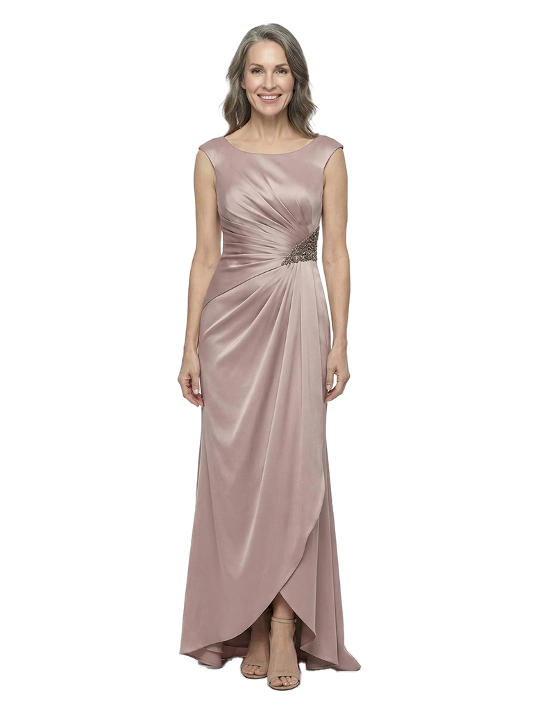 ChicSew Fancy Scoop Ruched Silky Satin Mermaid Mother Of The Groom Evening Gowns